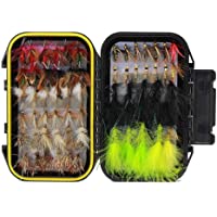 Surtido de cebo hechos a mano para pesca con mosca- moscas artificiales para pesca de trucha y trucha alpina- con caja…